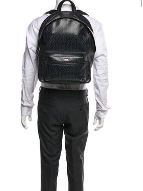 Dior Black Men’s Embossed Logo Leather Backpack